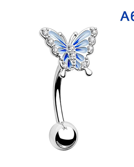 1Pcs Heart Belly Button Rings Pink 14G Women Fashion Belly Ring Dangle Cz Butterfly Punk Spider Navel Piercing Barbell Pircing
