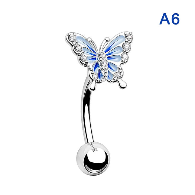 1Pcs Heart Belly Button Rings Pink 14G Women Fashion Belly Ring Dangle Cz Butterfly Punk Spider Navel Piercing Barbell Pircing
