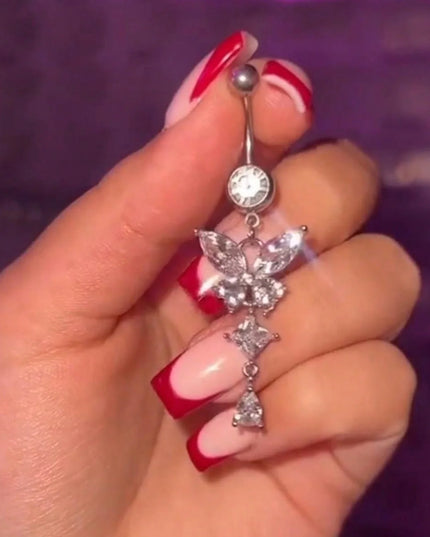 1pc Elegant Stainless Steel Belly Button Ring 14G - Sparkling Synthetic Zirconia Navel Piercing Jewelry, Perfect for Daily Wear