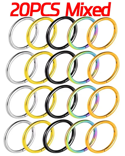 Nose Rings Septum Piercing Clicker Nose Hoops Piercings Titanium Hinged Segment Rings Helix Piercing Unisex Body Jewelry Earring