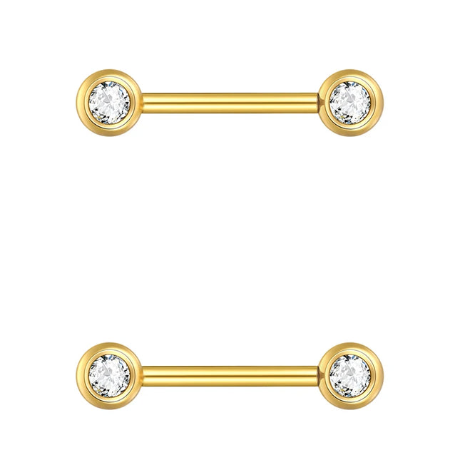1/2Pcs Titanium Nipple Piercing Jewelry CZ Bezel Tongue Nipple Bars Piercing for Breasts Sexy Piercing Mamilo for Women 12-20mm