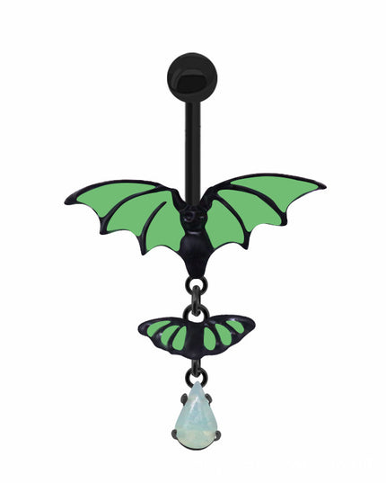 Luminous Bat Belly Button Ring Umbilical Stud Navel Ornament Animal Drop Nipple Ring Luminous Earring Tragus Piercing Jewelry