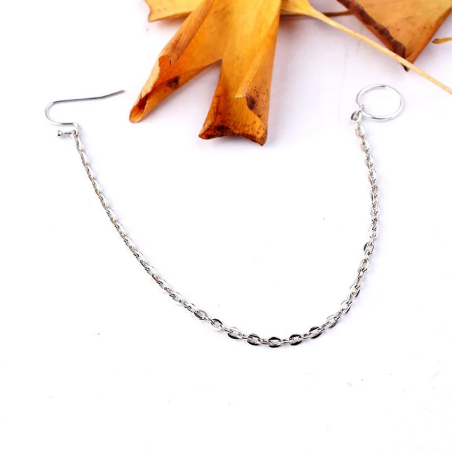New 1Pcs  Ear Hook Nose Ring Body Jewelry Tassel Chain Link Nose Piercing Body Puncture Nostril Piercing for Women Jewelry