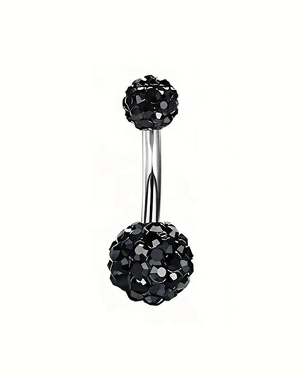 Black Belly Button Rings 10mm Surgical Steel 14G Belly Navel Rings Heart Zircon Crystal Turquoise Acrylic Belly Piercing Jewelry