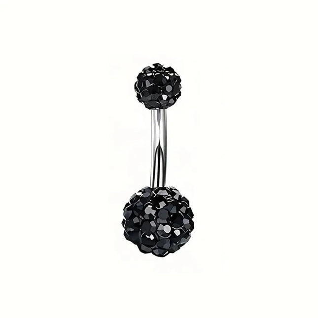 Black Belly Button Rings 10mm Surgical Steel 14G Belly Navel Rings Heart Zircon Crystal Turquoise Acrylic Belly Piercing Jewelry