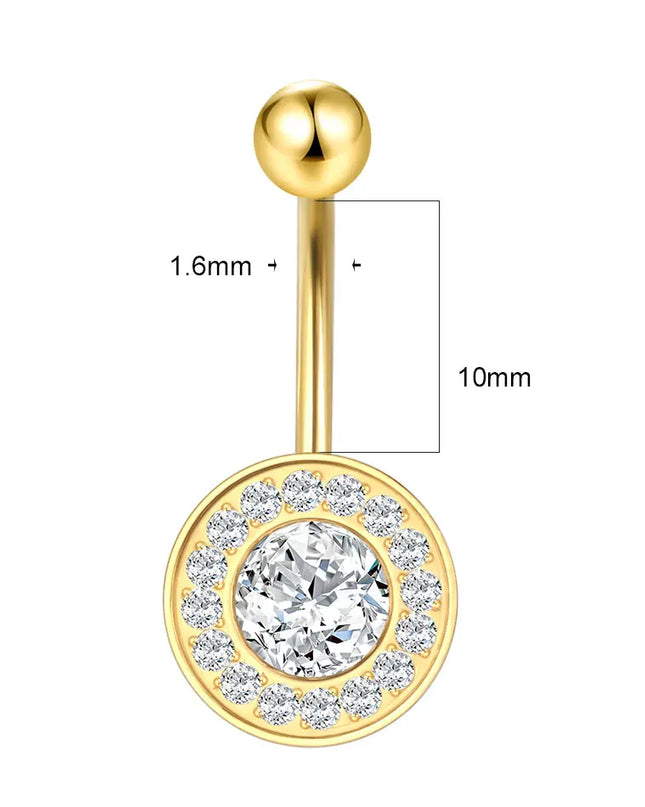 1Pc Titanium Zircon Belly Button Ring Round Heart Flower Navel Piercing Nombril Jewelry 14G Belly Piercing Ombligo