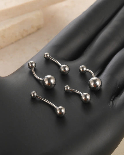 1pc Titanium 6/8/10/12mm Belly Button Ring With Double Ball Top Internally Threaded Navel Piercing Body Jewelry