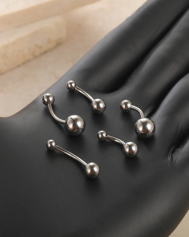 1pc Titanium 6/8/10/12mm Belly Button Ring With Double Ball Top Internally Threaded Navel Piercing Body Jewelry