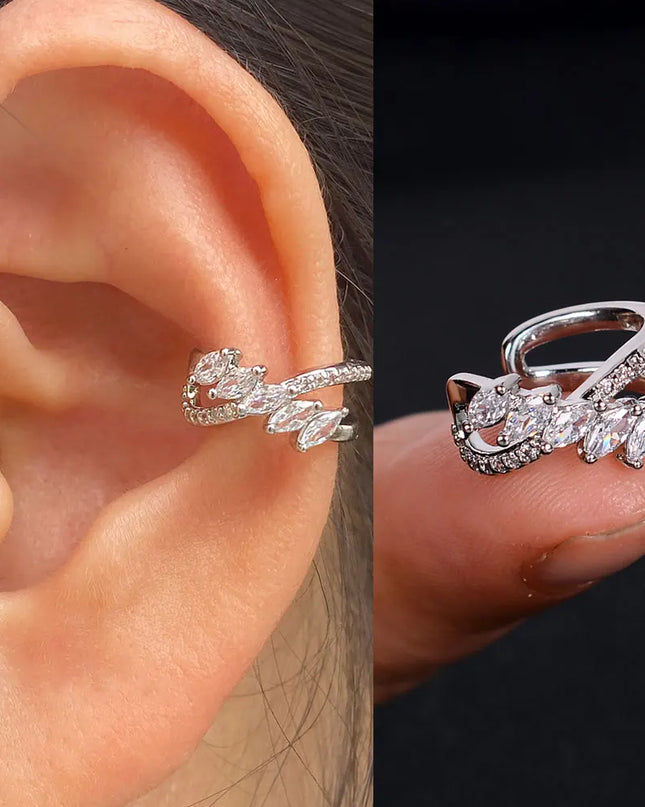 1Piece Zircon Charming Clip On Earrings Ear Cuff Without Piercing Women Geometric C Shape Earscreen Earcuffs Wrap Climb Earring