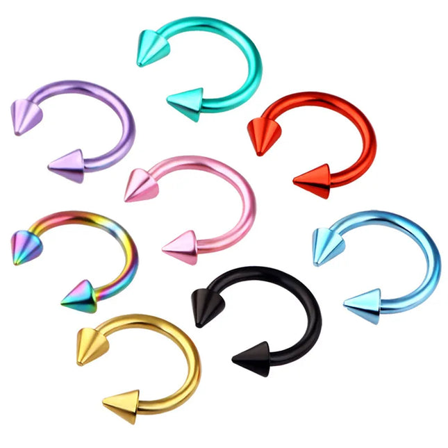 8X 16G 1.2mm Multicolour Septum Horseshoe Nose Ring Steel 3mm Cone Ear Tragus Monroe Lip Stud Body Piercing