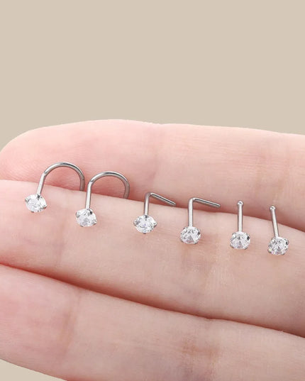 8PCS Nose Rings For Women Men Hypoallergenic 304 Surgical Stainless Steel L Shape Nose Screw