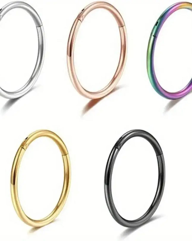 316 Surgical Steel Hinged Nose Rings Hoop Diameter 6mm 8mm 10mm Golden Silvery Black Rainbow Rose Golden Nose Rings Easter gift