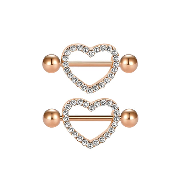 1Pair Heart Shaped Nipple Rings Piercing Jewelry for Women Sexy Clips Stianless Steel Nipple Ring Clamps Pierced Body Jewelry