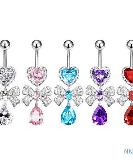 Stainless Steel Belly Piercing Jewelry Exquisite Heart Bow Belly Button Rings For Women Girls Fashion Navel Ring Body Jewelry