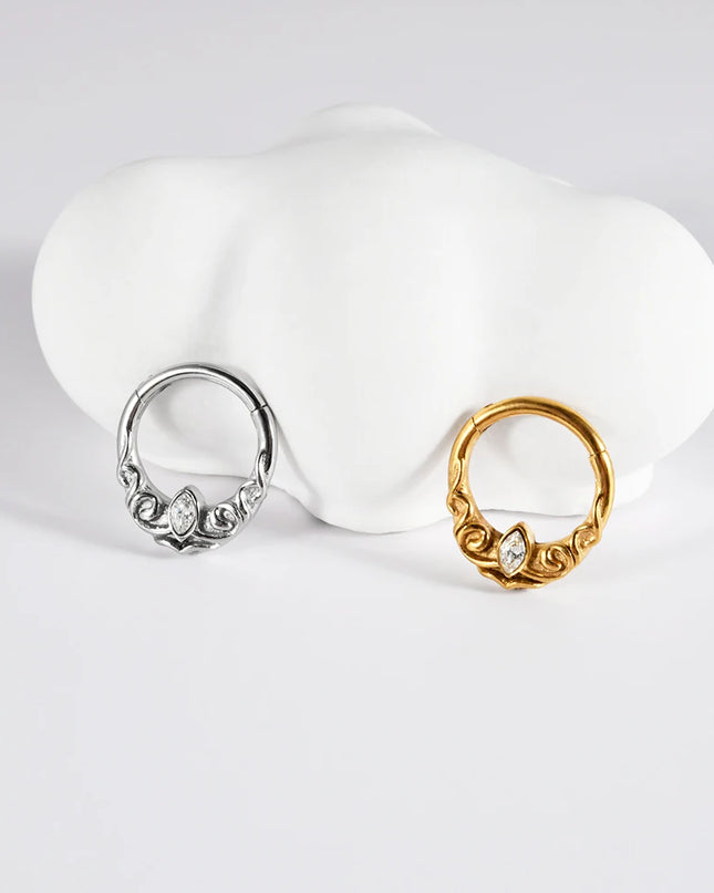 Stainless Steel Hinged Star Septum Clicker Nose Hoop Ring Flower Ear Tragus Stud Catilage Daith Helix CZ Earrings Piercing 16G