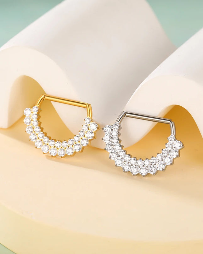 1Pc G23 Titanium CZ Zircon D Shape Nipple Piercing Ring 14G 14mm Nipple Barbell Jewelry Women Girl Nipple Shield Jewelry