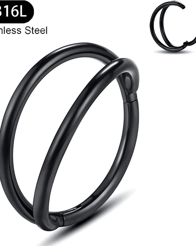 Double Nose Rings Hoops, Septum Cartilage Hoop Earrings, Open Stacked Nose Rings for Women and Men, Piercing Jewelry Gift.