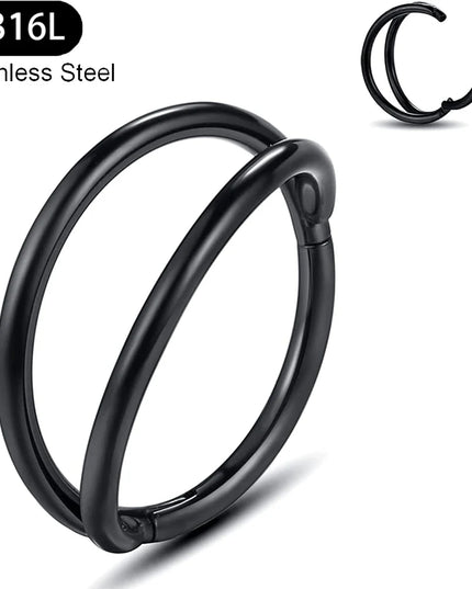 Double Nose Rings Hoops, Septum Cartilage Hoop Earrings, Open Stacked Nose Rings for Women and Men, Piercing Jewelry Gift.