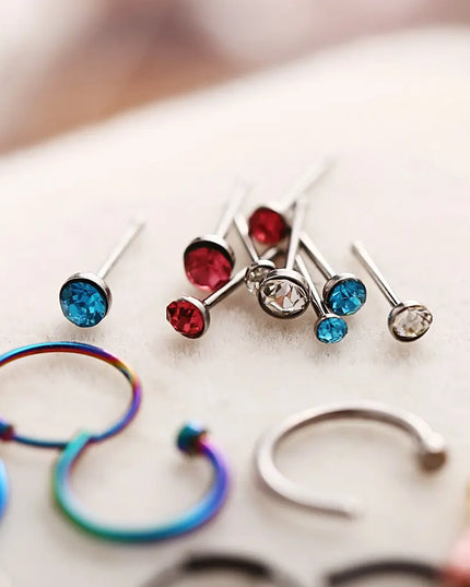 22 Pcs Of Suit Fake Nose Ring Earrings Fashion Punk Non-nose-piercing Septum Women Jewelry