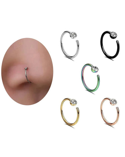 Women Fake Piering Zircon Nose Ring Fashion Non Piercing Nose Clip Stainless Steel Fake Perforation Nasal Septum Body Jewelry