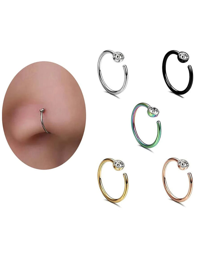 Women Fake Piering Zircon Nose Ring Fashion Non Piercing Nose Clip Stainless Steel Fake Perforation Nasal Septum Body Jewelry