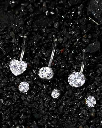 Bobisty Belly Button Rings 316L Surgical Steel Hypoallergenic Belly Button Rings Shiny CZ Belly Button Piercing Jewelry