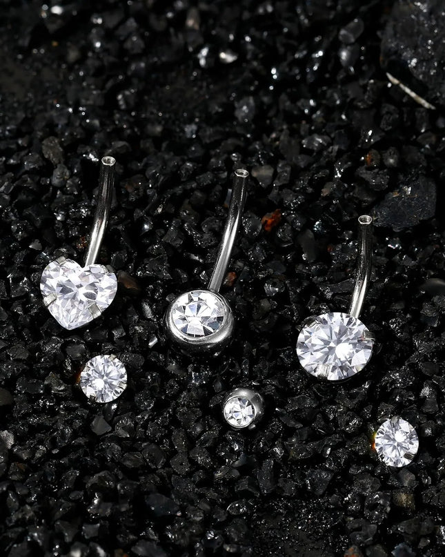 Bobisty Belly Button Rings 316L Surgical Steel Hypoallergenic Belly Button Rings Shiny CZ Belly Button Piercing Jewelry