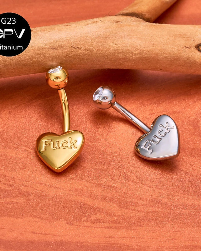 ASTM G23 Titanium Love Belly Button Ring Engraved Letters Internal Thread Women's Pierced Jewelry Belly Button Ornament