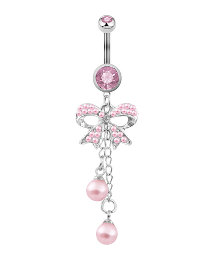 Surgical Steel Belly Piercing Jewelry Bow Dangle Belly Button Rings for Women CZ Navel Rings Body Jewelry
