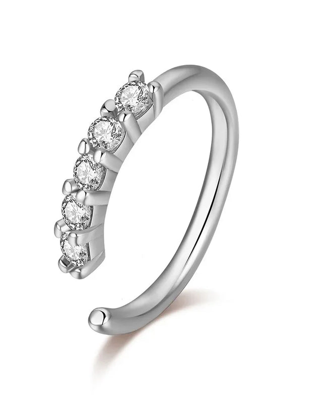 Fashion Single-row Miniature Zircon Nose Rings for Women Fine Drill Exquisite with Drill Opening Fake Nose Piercing Jewelry