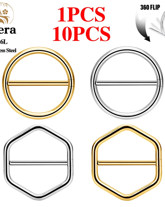 1/10PCS Stainless Steel Nipple Piercing Jewelry 14G Round Nipple Ring Women Girls Body Jewelry