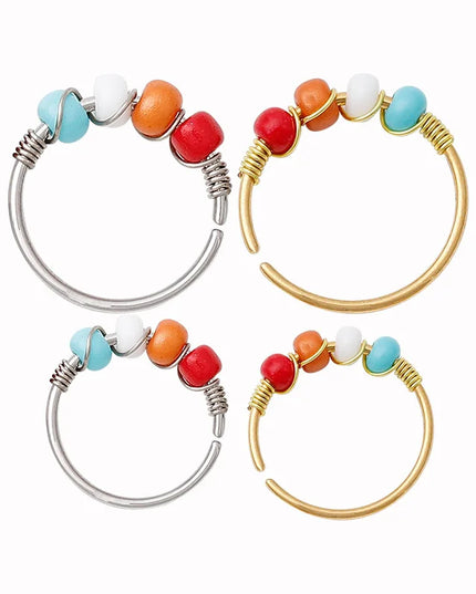 Stainless Steel Nose Rings for Women Bohemia Bead Septum Nose Piercing Jewelry Septum Hoop Ring Body Jewelry