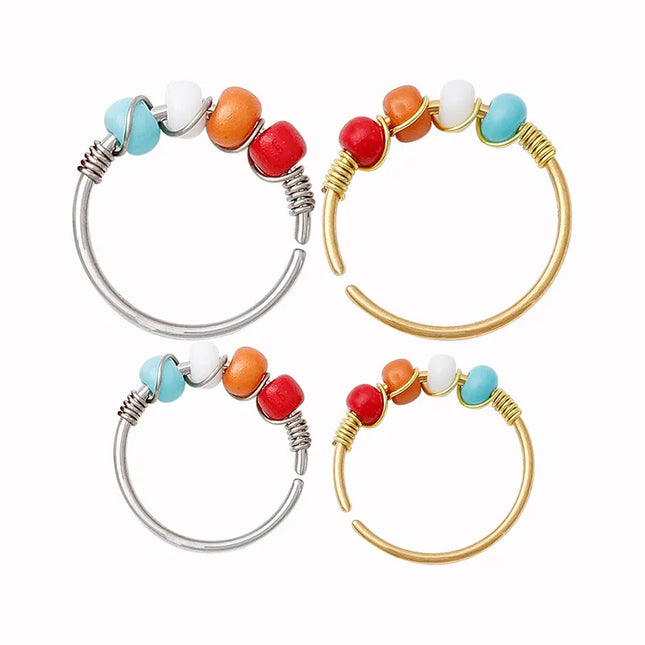 Stainless Steel Nose Rings for Women Bohemia Bead Septum Nose Piercing Jewelry Septum Hoop Ring Body Jewelry