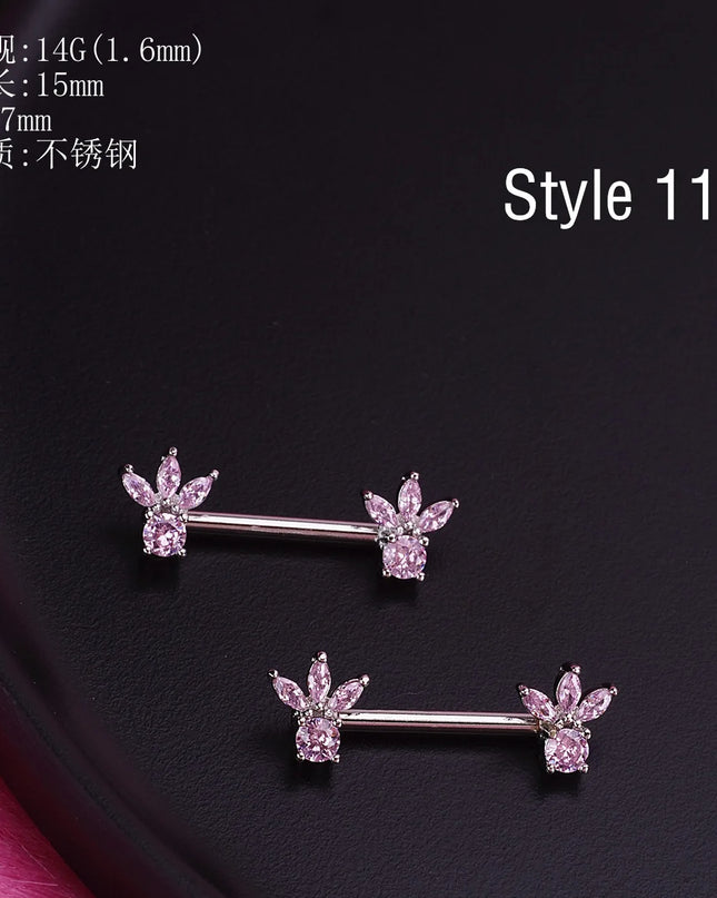 Retro Snake Nipple Piercing Jewelry Shiny Crystal Bunny Rabbit Nipple Rings For Women Girls Heart Nipple Barbells Piercing Pezon