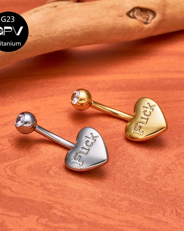 ASTM G23 Titanium Love Belly Button Ring Engraved Letters Internal Thread Women's Pierced Jewelry Belly Button Ornament