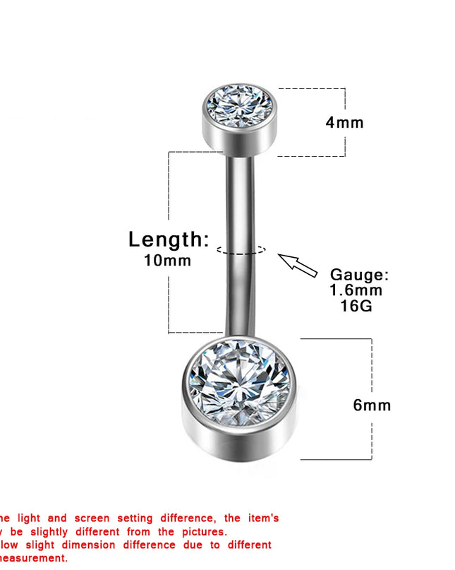 F136 Titanium Belly Button Piercing Industrial Hinge Segment External Helix Zircon Fashion Charming Women Body Jewelry Wholesale