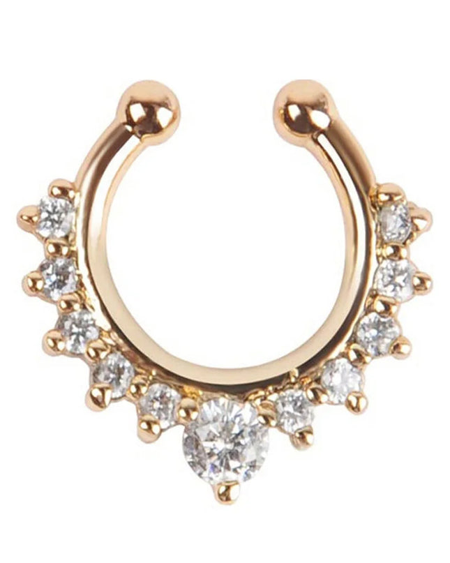 1pc New Fake Piercing Jewelry Clip On Nose Septum Ring for Women Fake Nose Rings Hoop Crysta Faux Non Pierced Nose Ring Earrings