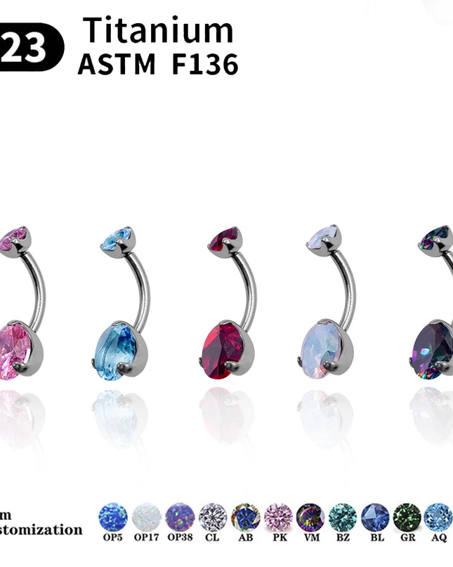 Belly Button Piercing ASTM G23 Titanium Zircons Navel Piercing Ring Body Jewelry Super Pretty Belly Button Ring For Women