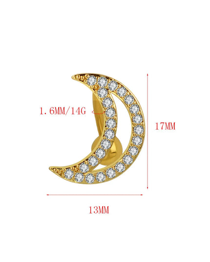1Piece 14G Stainless Steel Belly Button Rings Crystal Zircon Moon Navel Rings Earring Belly Piercing Sexy Body Jewelry Ombligo