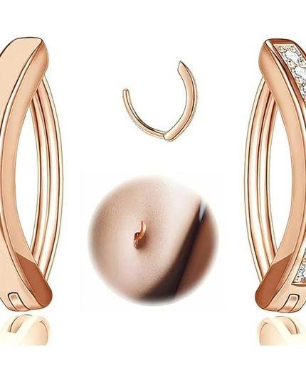 14G Cubic Zirconia Belly Button Ring, Simple Curved Reverse Belly Button Ring Women's Belly Button Piercing Jewelry