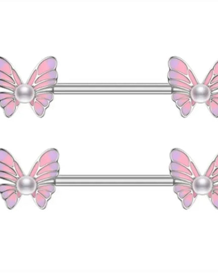 1Pair Stainless Steel Pink Nipple Piercing Jewelry Heart Wings Niplple Barbell Moon Devil Nipple Rings Body Piercing Pezon Mujer