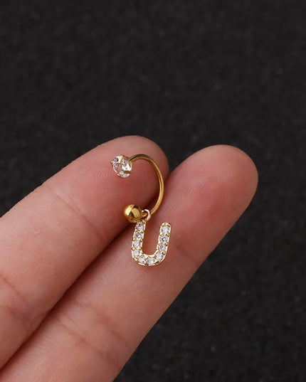 1Pc  English Letter Piercing  Tragus Piercing Jewelry Septo Nose Lip Ear Septum Cartilage Captive Hoop Ring Jewelry Pendientes