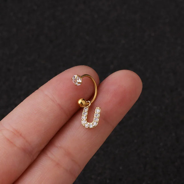 1Pc  English Letter Piercing  Tragus Piercing Jewelry Septo Nose Lip Ear Septum Cartilage Captive Hoop Ring Jewelry Pendientes