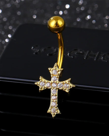 Chic Personalized Cross Pendant Belly Button Rings For Women, Sexy Navel Nail Body Jewelry Gifts