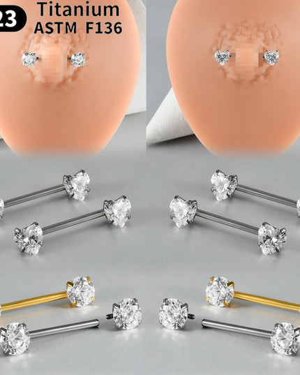 1PC G23 Titanium Double Clear Cz Nipple Rings Internal Thread Barbell Nipple Piercing Nipple Shield 16G Body Piercing Jewelry