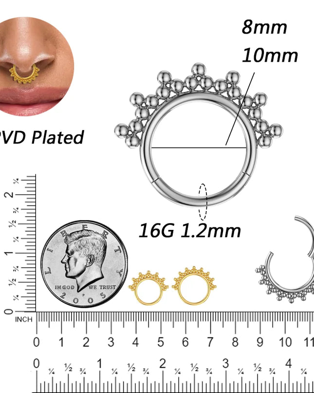 Nose Rings G23 Titanium Piercing Beads Earrings 16G Segment Hinged Nose Clickers Ear Daith Tragus Cartilage Piercing Jewelry