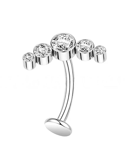 14G G23 Titanium Curved Belly Button Ring with White Zirconia Flat Implantable Navel Jewelry Elegant Pin-Type Piercing Accessory