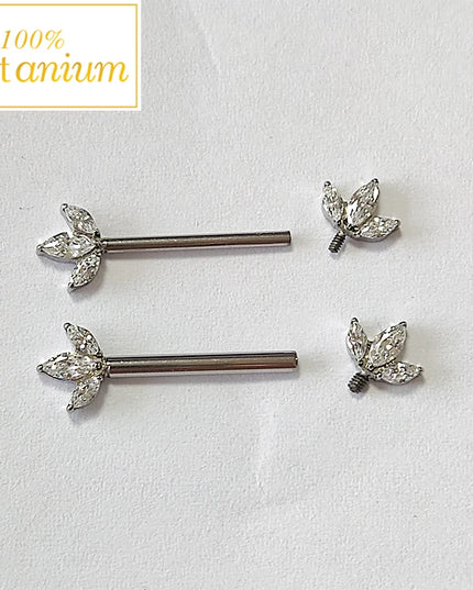 G23 Titanium Nipple Piercing Ring 14G/16G Internal Thread Crystal Zircon Nipple Shield Barbell Helix Earrings Sexy Women Jewelry
