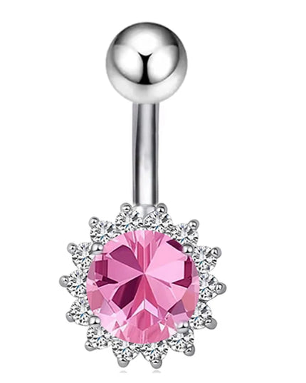 Sexy Pink Zircon Heart Belly Button Rings For Women Girls Fashion Stainless Steel Heart Navel Piercing Barbell Cute Belly Rings