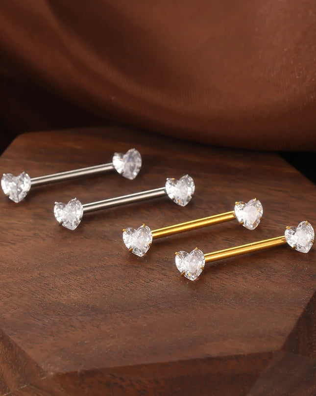 1/5PCS Titanium 14G Nipple Piercing Jewelry Crystal CZ Nipple Rings For Women Girls Heart Zircon Nipple Barbells Mamilo Piercing